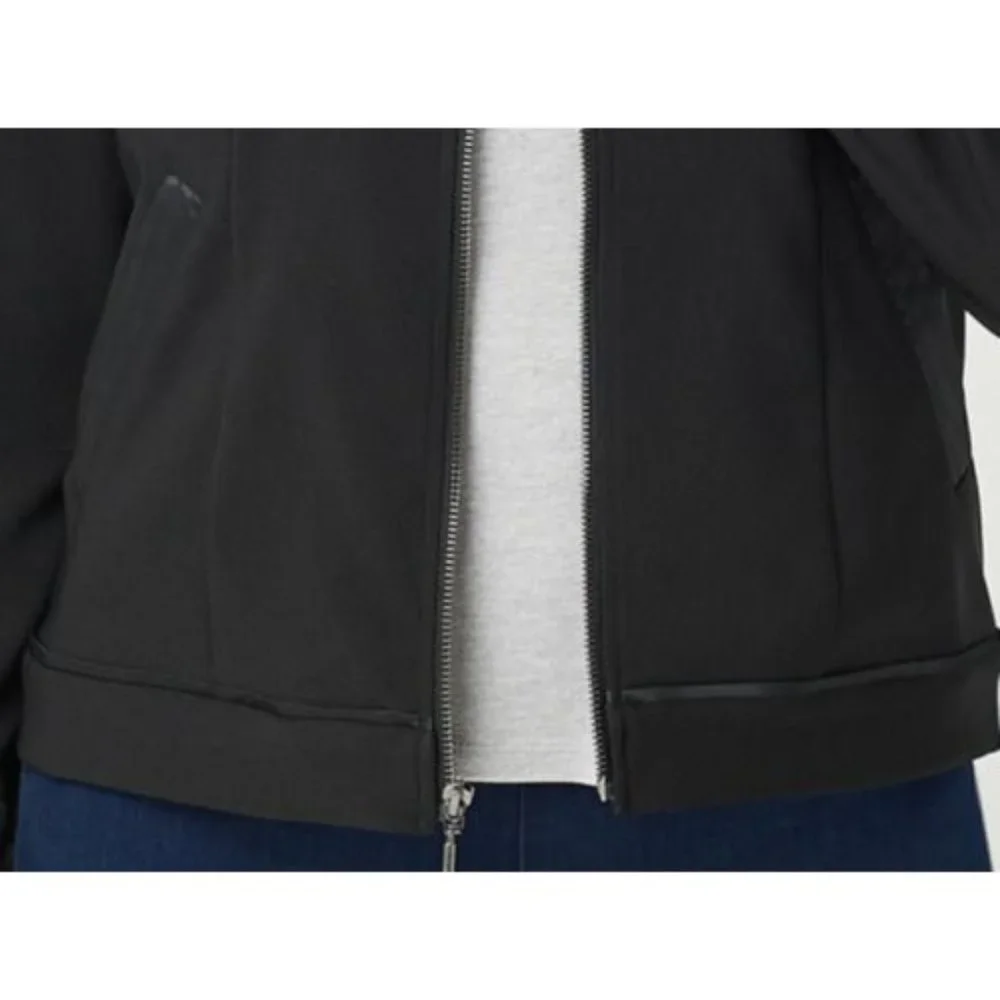H by Halston Zip Front Bomber Jacket Size 4 Drawstring Sleeves Black A350234 - Picture 4 of 12